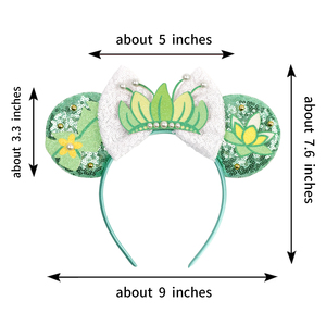 Cerchietto con Orecchie da Topolina per Cosplay da Principessa Ranocchia, Accessori per Capelli con Perle, Strass e Fiocco per Feste e Foto dei Bambini - Product Image 6