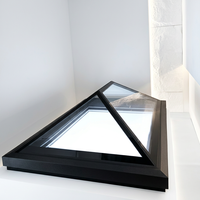GREATMEN Système de ventilation automatique de toit moderne avec puits de lumière en verre pyramidale à persiennes, éclairage naturel, en alliage d'aluminium magnétique