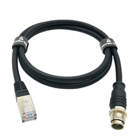 Conector M12 Código X de 8 pines a cable moldeado RJ45 Cámara industrial Cat6 Cable Ethernet Bus de campo industrial