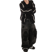 Jean baggy délavé et vieilli, personnalisé, haute qualité, 100% coton, pour homme, double épaisseur, en denim délavé, pantalon cargo, jean délavé