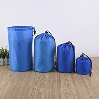 Sac de rangement pliable à fond rond avec cordon de serrage, écologique, portable, en tissu polyester