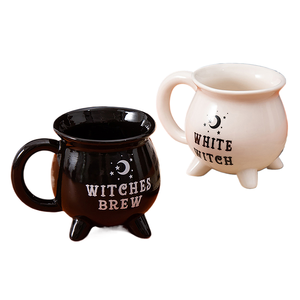 แก้วกาแฟเซรามิกสีดำลายหม้อแม่มด สำหรับตกแต่งโต๊ะในวันฮาโลวีน - Product Image 2