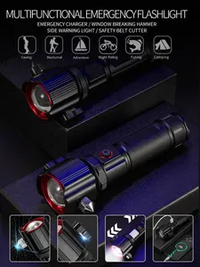 Công suất cao Zoom Led đèn pin trắng Laser Torch USB sạc COB an toàn búa đa chức năng không thấm nước hợp kim nhôm IP65 - Product Image 4