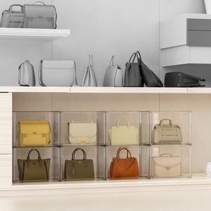 Acrylic Clear Transparent Handbag & Shoe <b>Storage</b> Organizer Custom Logo Stackable Giant Magnetic Display <b>Box</b> 10-20L 36x29x22cm - Product Image 2
