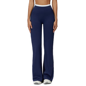 Pantalon de yoga évasé taille haute respirant pour femme Disko Sport avec coutures contrastées ECK3129 2 - Product Image 4