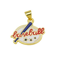HD834 Breloques patriotiques américaines en laiton plaqué or 18 carats et émail, Pendentifs goutte sportifs drapeau USA, baseball, cœur, étoile, Bijoux pour femmes