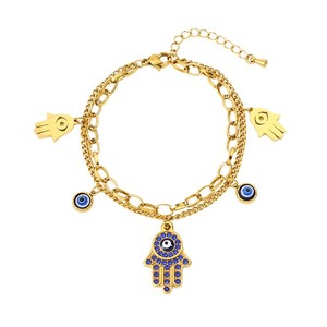 Pulsera de Acero Inoxidable Chapada en Oro de 18k, Diseño Doble Capa, Cadena Cubana Plana y Gruesa, para Mujer, Nueva, ODM - Product Image 5