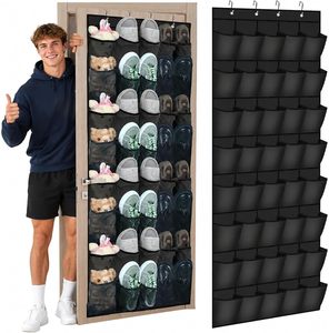 Organizador de Zapatos para Puerta con 40 Bolsillos Grandes de Malla y Ganchos Metálicos para Armario, Entrada, Dormitorio, Almacenamiento - Product Image 1