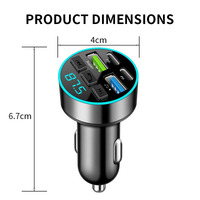 Émetteur FM BT 5.0 avec amplificateur, lumières colorées et écran d'affichage, lecteur MP3 USB Type-C pour voiture, adaptateur allume-cigare