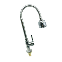 Robinet de cuisine professionnel en alliage de zinc, monotrou, eau froide, finition chromée, col de cygne orientable, à poser sur comptoir pour restaurant