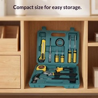 Ensemble d'outils de quincaillerie ménagers de 16 pièces, boîte à outils de réparation multifonctionnelle, kit d'outils électriques pour la maison et la voiture