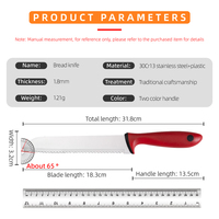 Couteau à pain OEM dentelé en acier inoxydable avec manche coloré, abordable, pour boulangerie, toast et gâteaux, Amérique du Sud