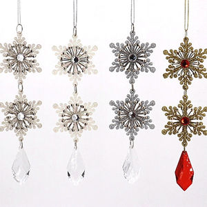 Рождественские блестящие пластиковые украшения в виде двойных снежинок, украшения для рождественской елки для зимней страны чудес, праздничный декор для вечеринки - Product Image 1
