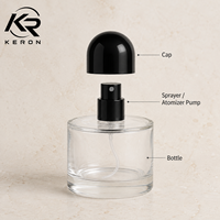 Flacon de parfum en verre transparent rond de 30 ml, 50 ml, 100 ml, flacon pulvérisateur de parfum, logo personnalisé, vente en gros
