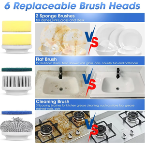 <span class=keywords><strong>Brosse</strong></span> de Nettoyage Électrique <span class=keywords><strong>Rotative</strong></span> en Gros, Scrubber Électrique Portatif pour Vaisselle, Ustensiles de Cuisine et Salle de Bain Rechargeable - Product Image 4