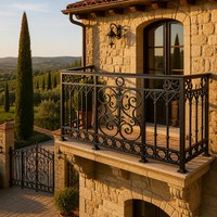 Rampe de balcon et d'escalier en fer forgé galvanisé noir, sur mesure, élégante et contemporaine, pour hôtels résidentiels et villas, artisanale et facile à installer