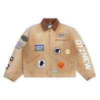 Blouson de travail pour homme personnalisé en toile de canard et velours côtelé, grande taille, avec col à revers et fermeture éclair