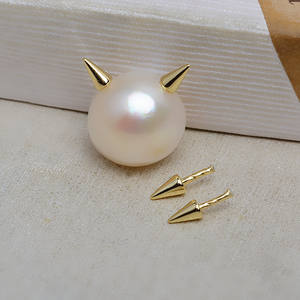 Soportes para Accesorios Hechos a Mano, 10 Piezas, Plata 925, Perla y Cuerno Barroco, 1 Pieza de Cuerno del Diablo Chapado en Oro de 14K, Serie 4054 - Product Image 4