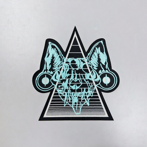 Patchs brodés personnalisables fabriqués en usine, à coudre ou thermocollants, motif triangle crâne de chat mécanique, pour pantalon cargo <span class=keywords><strong>techno</strong></span>, avec Velcro - Product Image 1