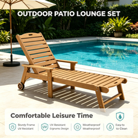 Chaise longue inclinable en plastique WPC HIPS pour patio, avec roulettes, vis en acier inoxydable 304, chaise longue de jardin extérieure pour piscine