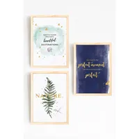 Ensemble de 3 décorations murales encadrées en bois naturel avec images inspirantes, options multi-tailles, option de couleur fixe 2