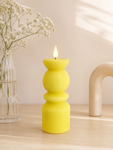 Bougie LED sans flamme en forme de blocs géométriques, bougie en cire de soja naturelle, effet de flamme vacillante, lampe à flamme artificielle, bougie sculpturale minimaliste - Product Image 5