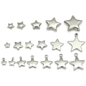 Dijes de estrella de acero inoxidable, colgantes huecos de cinco puntas para la fabricación de collares, componentes de joyería de 8mm, 10mm, 12mm, 15mm, 20mm - Product Image 1