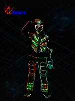 Costumes de danse Tron à fibre optique programmable, costumes LED pour garçons, costumes de spectacle laser d'équipe, costumes de fête lumineux d'Halloween, costumes de danse