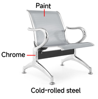 Chaise d'attente en acier inoxydable de haute qualité, 3/4/5 places, robuste pour hôpital, gare, aires d'attente publiques, directement de l'usine