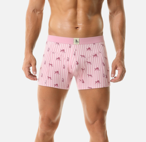<span class=keywords><strong>Calzoncillos</strong></span> bóxer para hombre al por mayor, 92% algodón, 8% elastano, estampado de leopardo con rayas rosas, cómodos, transpirables y elásticos, ropa interior masculina - Product Image 1