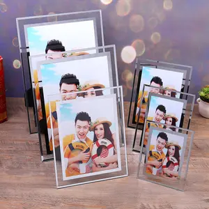 Bingkai foto kristal kreatif grosir 4x6 5x7 6x8 inci bingkai foto kaca transparan samping tempat tidur