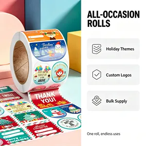 Custom Roll Sealing Sticker <b>Waterproof</b> Transparent Packaging Seal <b>Label</b> For Gift Craft - Product Image 3