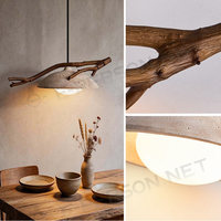 Lampe suspendue moderne en forme de dôme en pierre, style branche naturelle, pour salon et restaurant