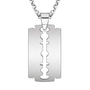 Collier à lame en acier inoxydable pour hommes, pendentif géométrique SP534 - Product Image 1