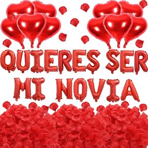 Globo de 16 Pulgadas Rojo con Letras 'QUIÉRRES SER MI NOVIA' de Mylar con Corazón, Decoración Romántica para Propuesta de Matrimonio o San Valentín - Product Image 1