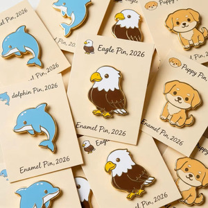 Épingles de revers en métal émaillé personnalisées de haute qualité, motifs animaux mignons (<span class=keywords><strong>Dauphin</strong></span>, <span class=keywords><strong>Aigle</strong></span>, Chiot, Chien) – Vente en gros directe usine - Product Image 1