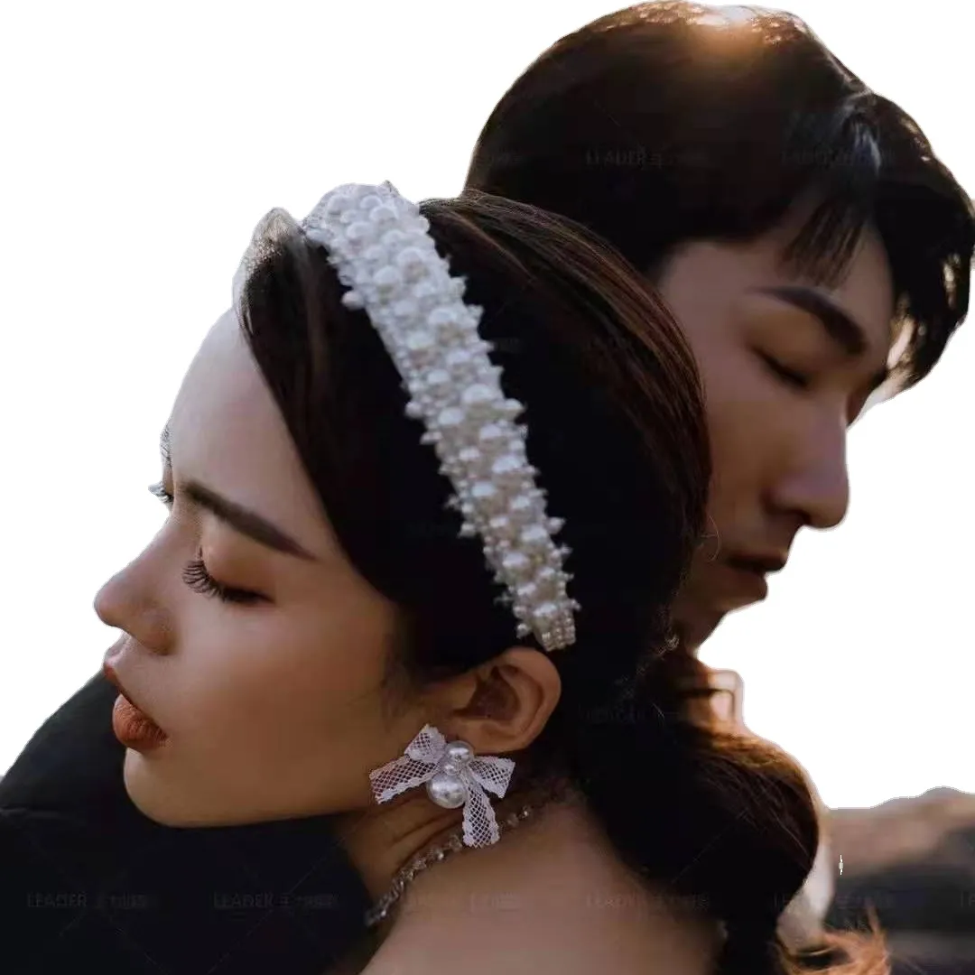 High Quality Baroque Pearls Beads Headbands Full Pearl Padded Hair Hoop Bridal Tiara Wedding Headbands