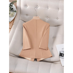Women's Blazer Three Quarter Sleeve Champagne Color Commute Style - Product Image 4