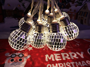 10 LED Disco sfera specchio festa stringa di luce per interni all'aperto di natale lanterna vacanza muro albero April giorno dello sciocco Ramadan - Product Image 2