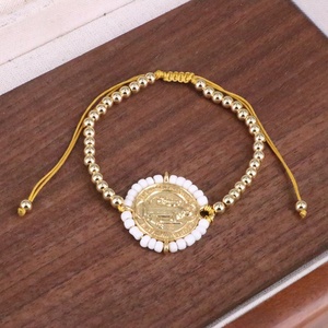 Nouveau bracelet réglable en perles Miyuki colorées, plaqué or, avec motif religieux Saint Benoît, pour femmes et hommes - Product Image 6