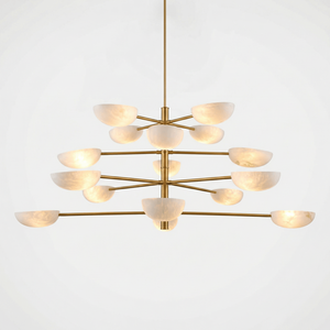 Lámpara Colgante Artística de Piedra Ónix con Diseño de Ramas y Pantallas de Cuenco de Múltiples Niveles para Interiores de Villas y Hoteles de Lujo - Product Image 1