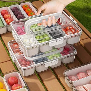 Plateau de service compartimenté, boîte à collation, conteneur à charcuterie, <span class=keywords><strong>organisateur</strong></span> transparent pour bonbons, fruits, voyages, fêtes, pique-niques - Product Image 1