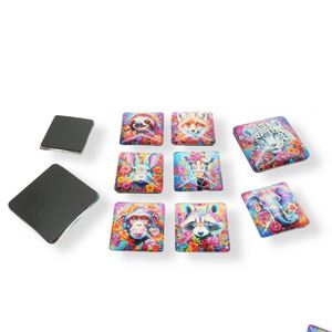 Aimants de réfrigérateur en verre ronds de Noël en cristal du Mexique, 25 mm et 30 mm, pour la vente en gros - Product Image 1