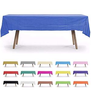 Blue Plastic Tablecloth | Plastic <strong>Table</strong> Cover | <strong>Disposable</strong> Tablecloths 54" X 108" <strong>Table</strong> <strong>Cloth</strong> - Product Image 1