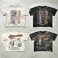 Kaos Oblong Oversize Vintage Streetwear Desain Kustom Grosir dengan Cetak Digital Grafis dan Pinggiran Raw Hem Distressed