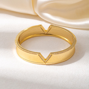 Gold And Silver Geometric Bangle <b>Bracelet</b> Plated <b>Copper</b> Jewelry Fashion Accessory - Product Image 2