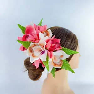 Hot sell Hawaiian Flower Hairgrip Artificial Orchid Hair Clip for Luau Girl Dance Party Floral Hairclip Fashion Hairpieces