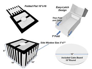 Negro brillante rayas pastel de cartón cajas de pastel con tableros y paneles de la ventana para la boda la venta de pasteles - Product Image 2