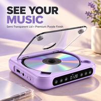 Lecteur CD compact violet pour voiture et voyage, connexion casque sans fil, prise casque filaire et autonomie de 3 heures