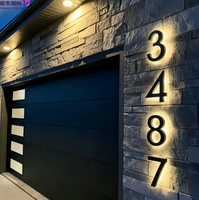Plaque de numéro de maison rétroéclairée LED en acier inoxydable, personnalisable, pour mur ou porte, décoration commerciale avec transformateur